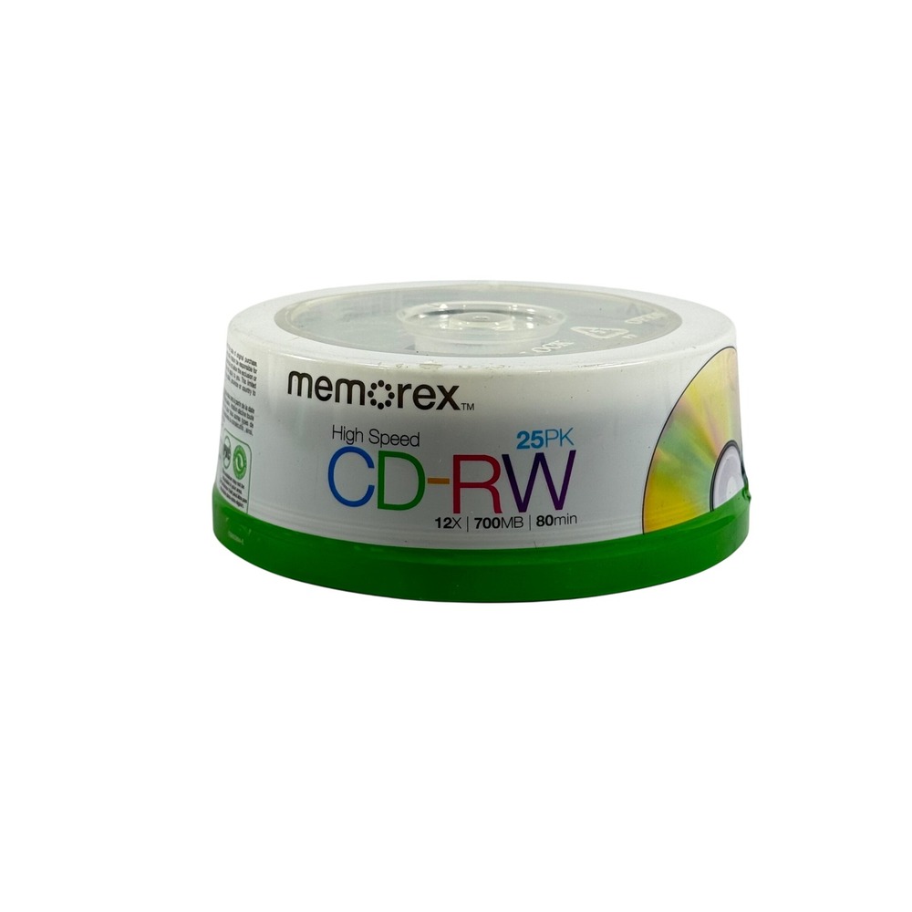 SEALED Memorex CD-RW 25PK Spindle Blank Rewritable Discs 700MB 80min Tech New